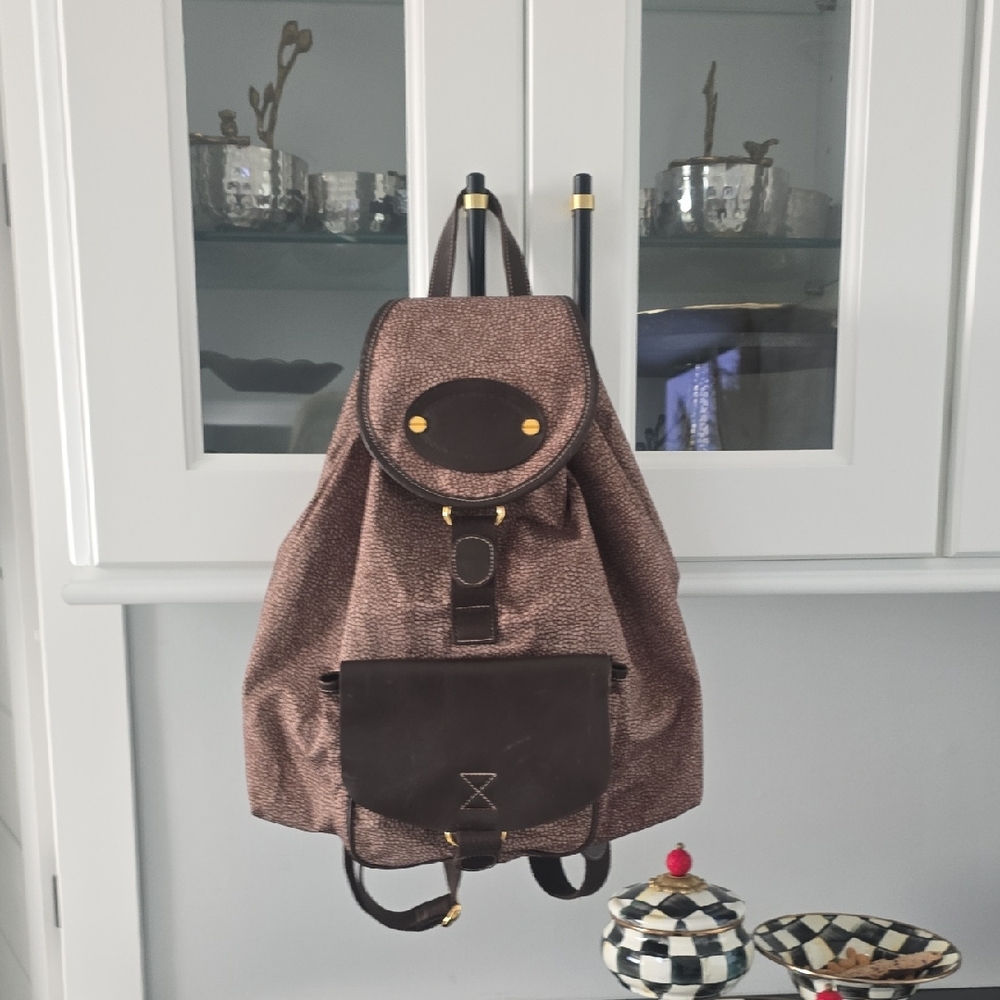 Elegant Brown Textured Backpack Italian Luxury Authentic
